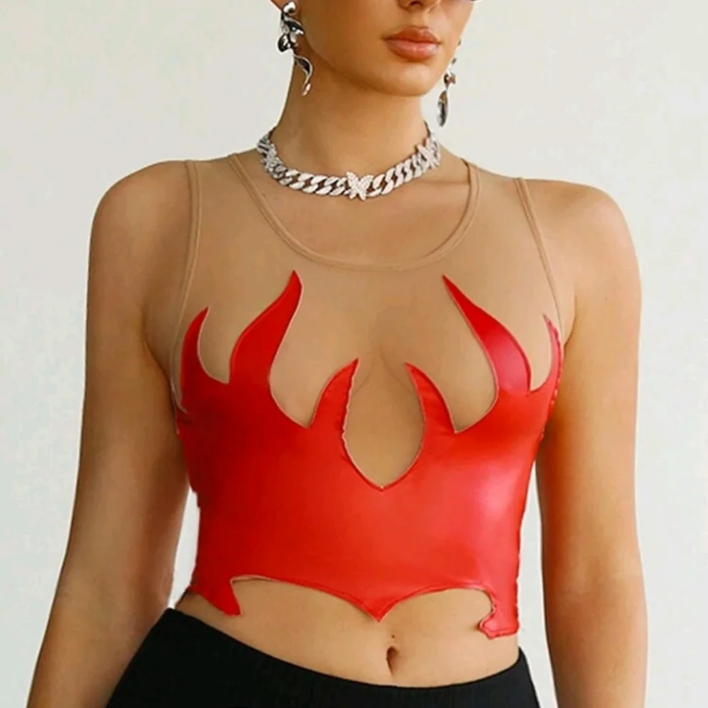 Nwt cropped plu leather and mesh tank - Picture 4 of 6